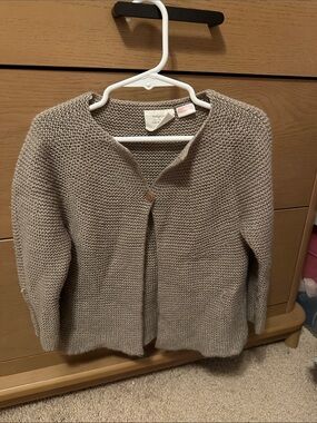 Zara Chunky Knit Single-Button Cardigan in Taupe
